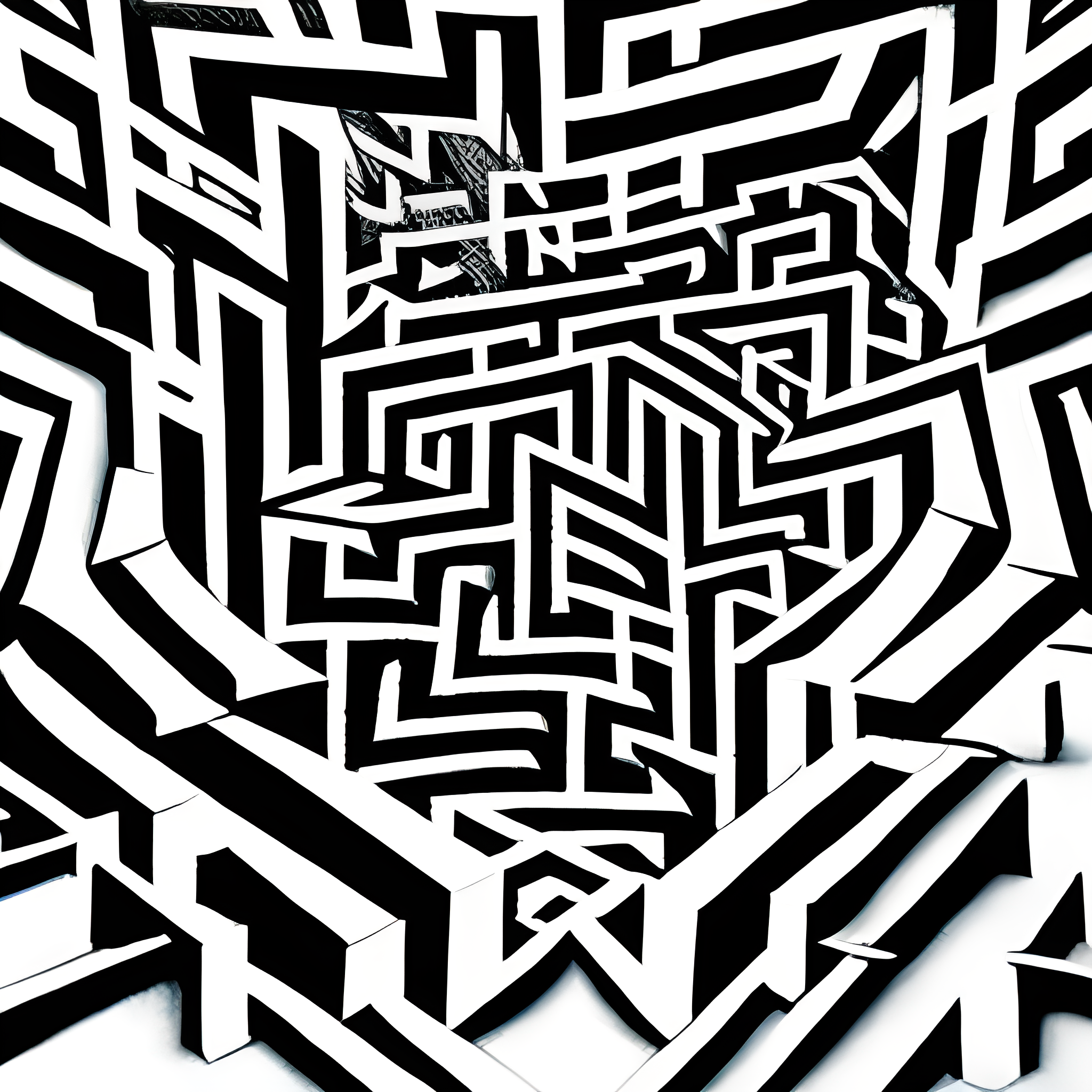 Maze Photograph and One Line Drawing