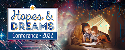 Hopes and Dreams Conference 2022 logo with photo of mother and child reading a book together