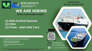 Seaman job vacancy hiring crew for Roro container vessel