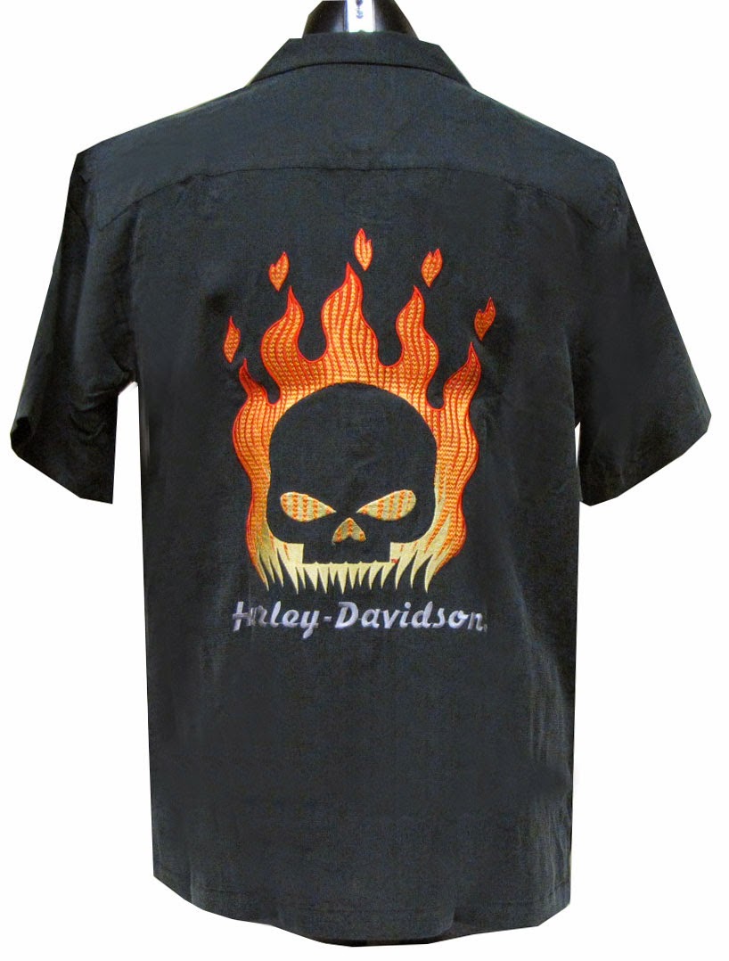 http://www.adventureharley.com/harley-davidson-mens-shirt-fired-up-tori-richards-designer-shirt-black