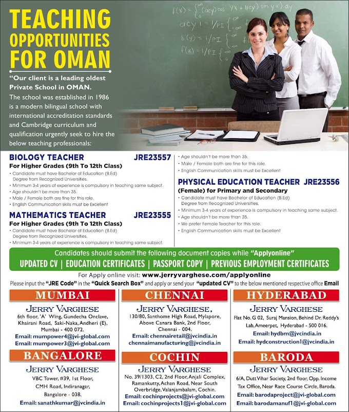 Teacher Jobs Leading Private School in Oman 