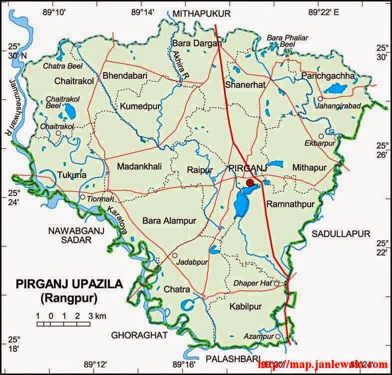 pirganj (rangpur) upazila map of bangladesh