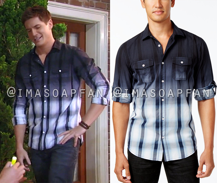 Dillon Quartermaine, Robert Palmer Watkins, Dip-Dyed Navy Blue Plaid Shirt, General Hospital, GH