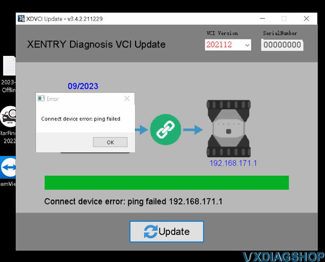 VXDIAG VCX SE Connect Device Error Ping Failed 1