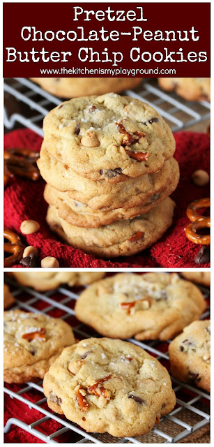  and peanut butter joins forces in a fun and scrumptious cookie form Pretzel Chocolate-Peanut Butter Chip Cookies