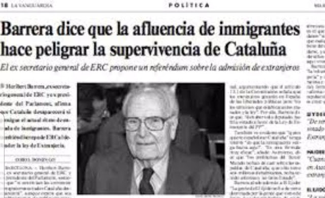 Heribert Barrera, inmigrantes, emigrantes, peligro, Catalunya