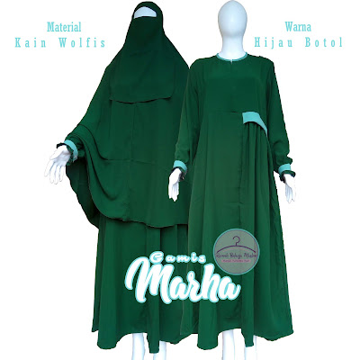 Gamis Syar'i Wolfis Marha Hijau Botol