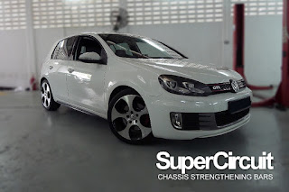 SUPERCIRCUIT Front Strut Bar developed for the Mk6 VW Golf GTI.