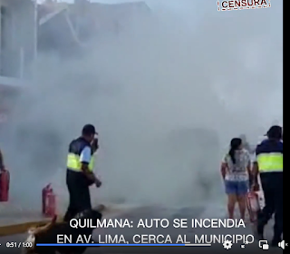 QUILMANA SE INCENDIA VEHÍCULO EN LA AVENIDA LIMA