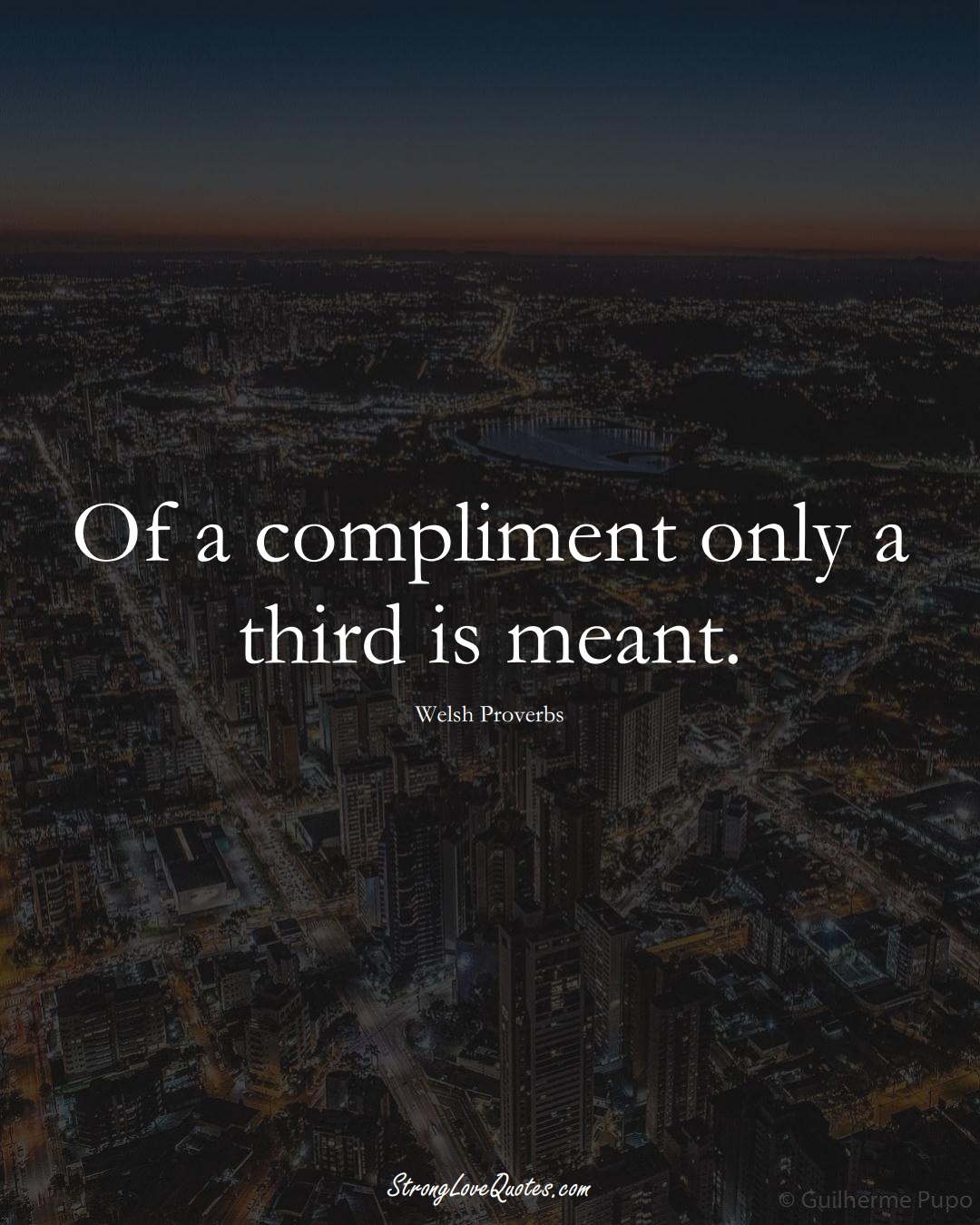 Of a compliment only a third is meant. (Welsh Sayings);  #EuropeanSayings