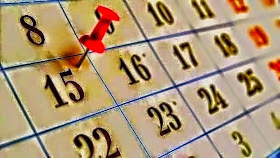 Illustration of a calendar with a red pin in it