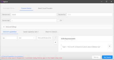 Setting AppiumOptions in Appium Client for Windows Automation Example