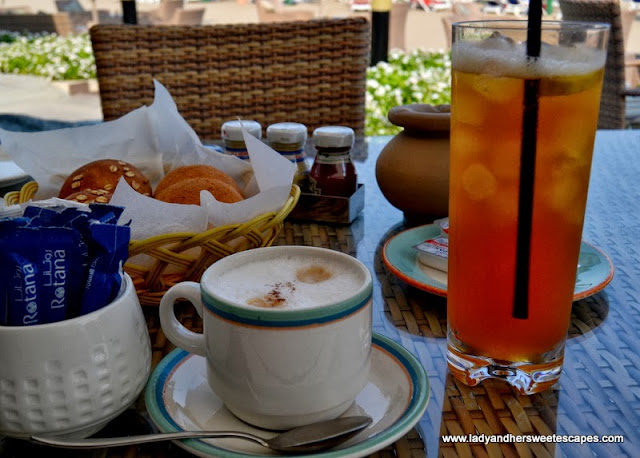 Sharkeys' cappuccino and iced tea