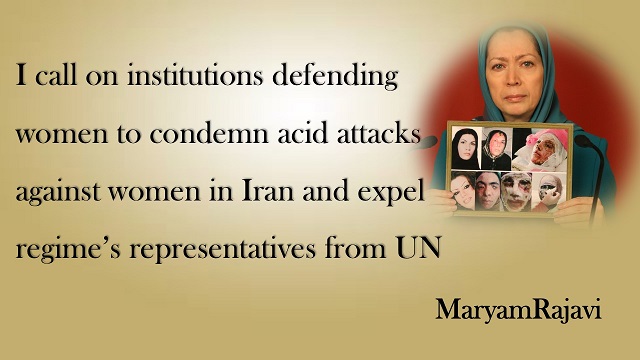 photo of  MaryamRajavi shows photo of  victims of Acid attacks 
