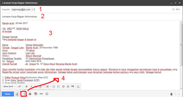 Contoh Surat Lamaran Kerja Via Email Beserta Lampirannya 