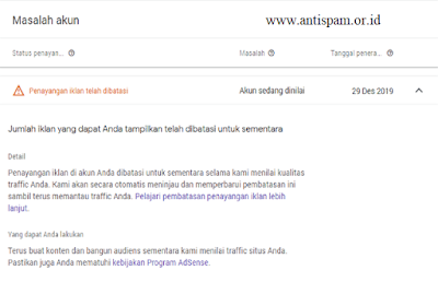 Situs Masih Dalam Penilaian Di Akun Google AdSense