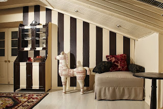 black and white stripes play room design
