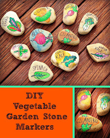 Vegetable Garden Stone Markers by Painted Pomegranate.