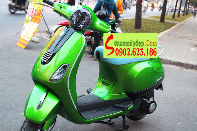 Sơn xe Vespa LX màu xanh Z1000 cực đẹp