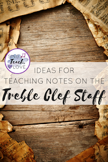 Ideas for teaching notes on the treble clef staff: apps, games, strategies and more for teaching students!