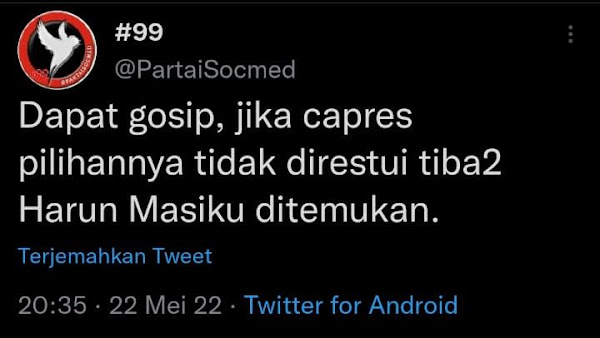 Eks pendukung militan Jokowi akun twitter Eks Pendukung Jokowi Ungkap: Jika Capres Pilihannya Tidak Direstui, Tiba-tiba Harun Masiku Ditemukan
