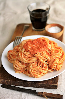 Spaghetti with Tomato Vodka Cream Sauce
