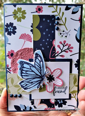 Night of Navy,  A Touch of Ink, Paper Blooms DSP,  Saleabration, Ornate Floral 3D Embossing Folder, Butterflies, Flowers, Friendship Cards, #loveitchopit, #colourcreationsshowcase