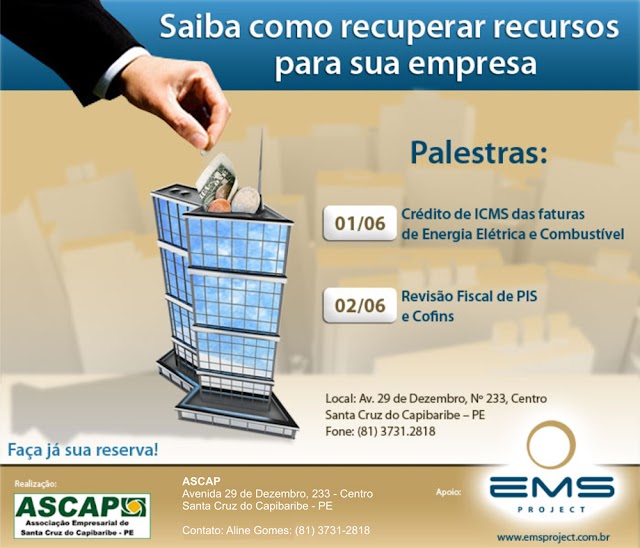 ASCAP apresenta palestra sobre como recuperar recursos para a sua empresa‏