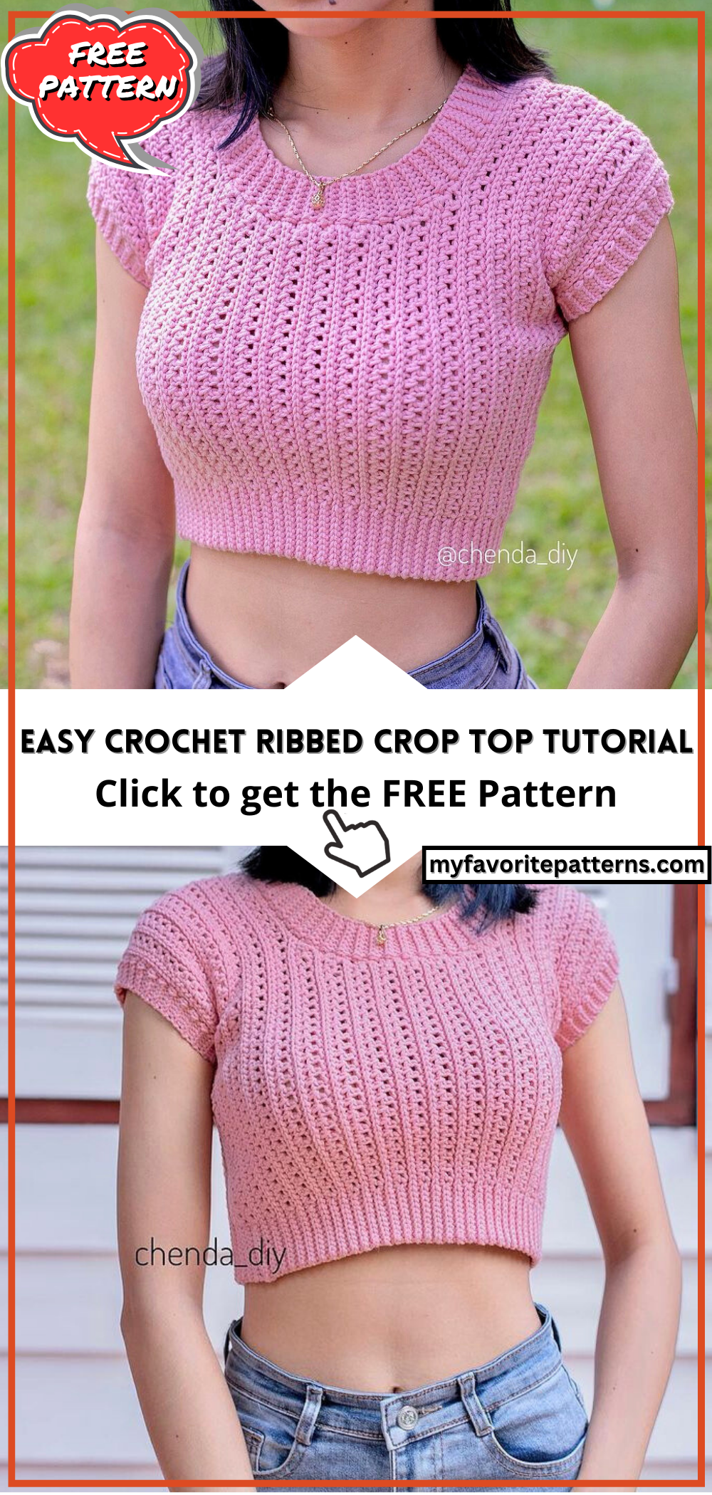 Easy Crochet Ribbed Crop Top Tutorial - MyFavoritePatterns