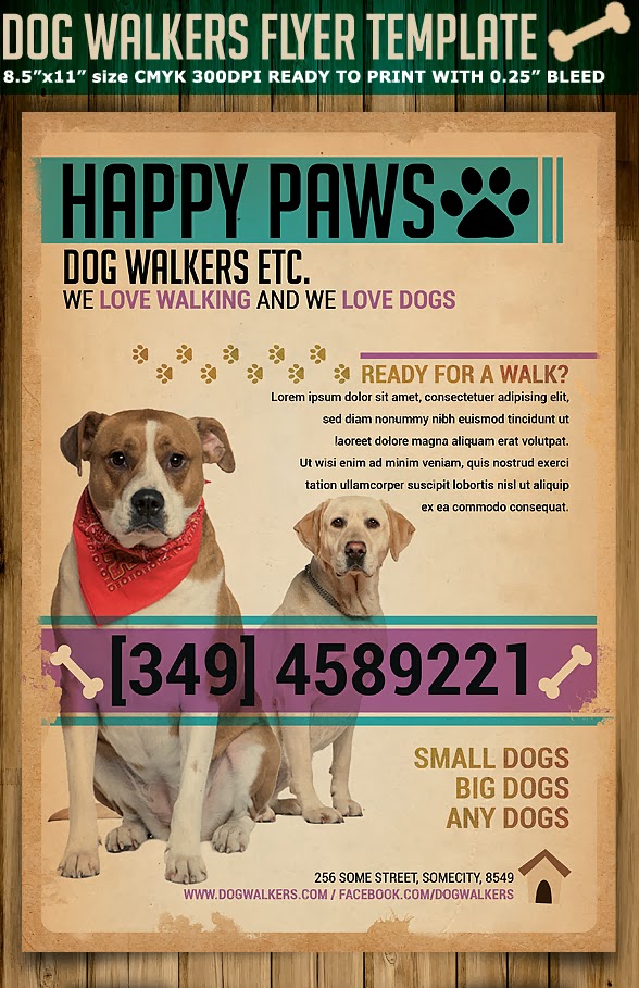 Dog walkers flyer template