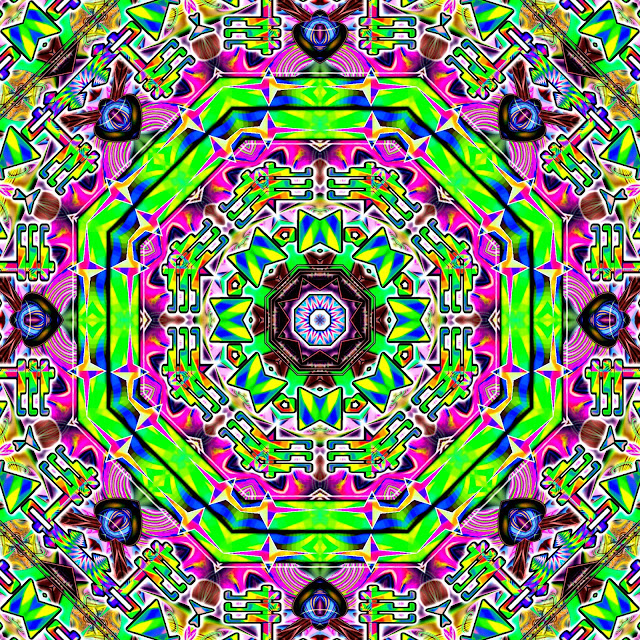 Green Eight way Mandala - Like a Stop Sign but... The Exact Opposite... Like a "GO" Sign Instead - art by gvan42