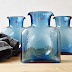 Denim water bottle . Blenko Glass.