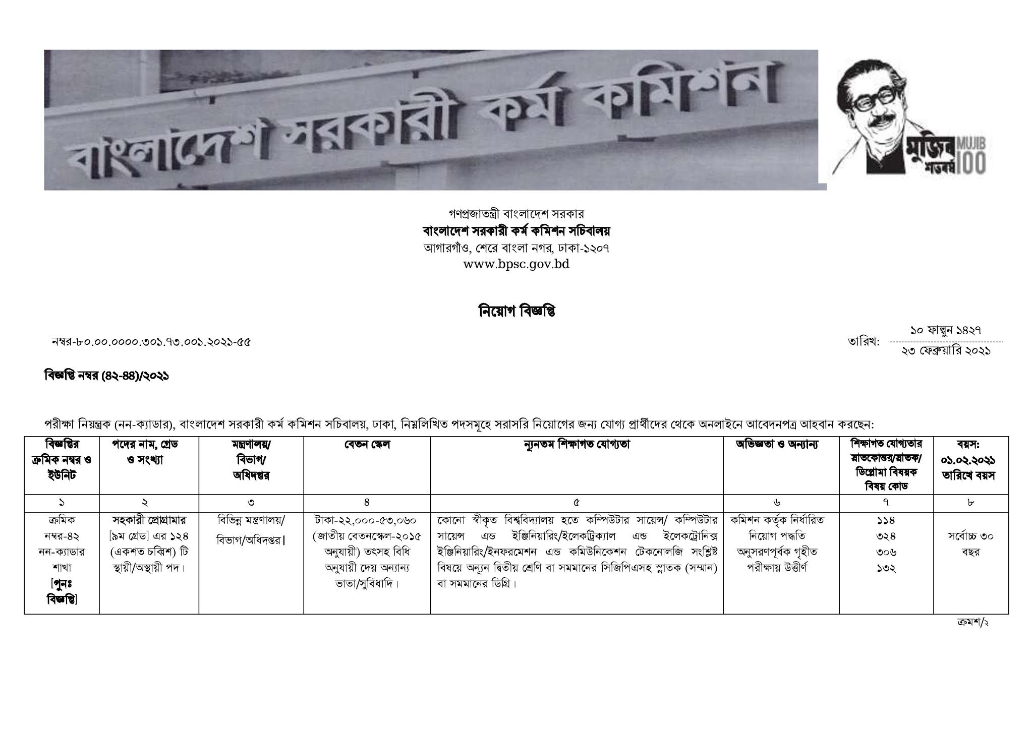 BPSC Job Circular 2021