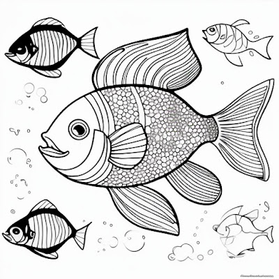 free rainbow fish coloring page for kids printable