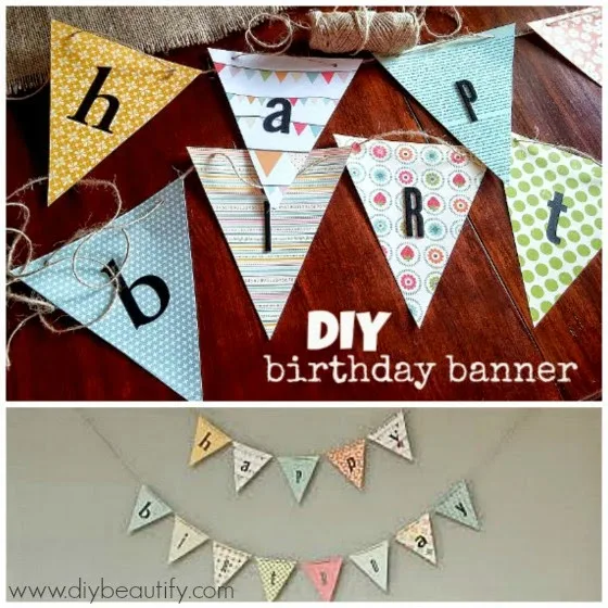 Simple DIY birthday banner www.diybeautify.com