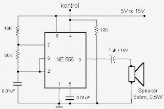  Skema  Rangkaian  Alarm dengan IC 555 Skema  Rangkaian  