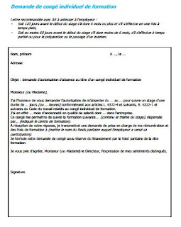 Lettre type demande de cif à l'employeur  Cours génie 