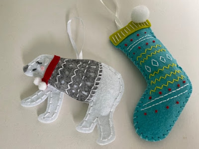 Christmas crafting felt kits, polar bear and stocking