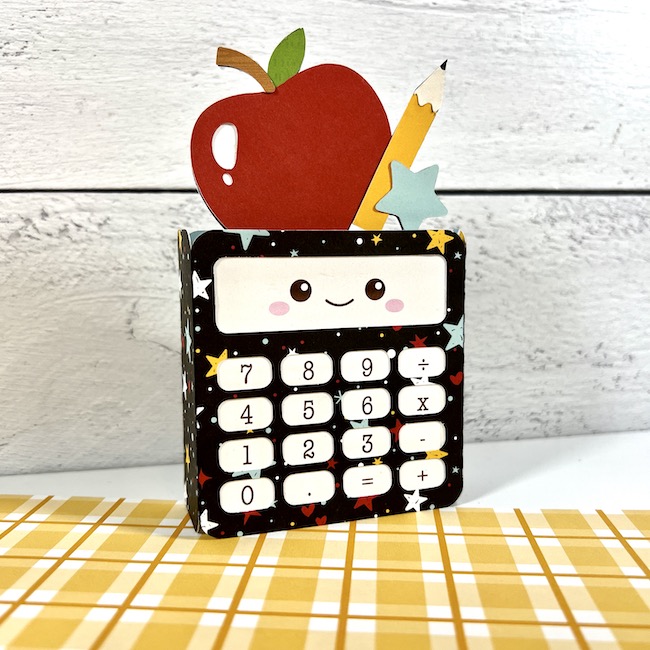 Calculator Box Greeting Card with Apple, Pencil, & Star