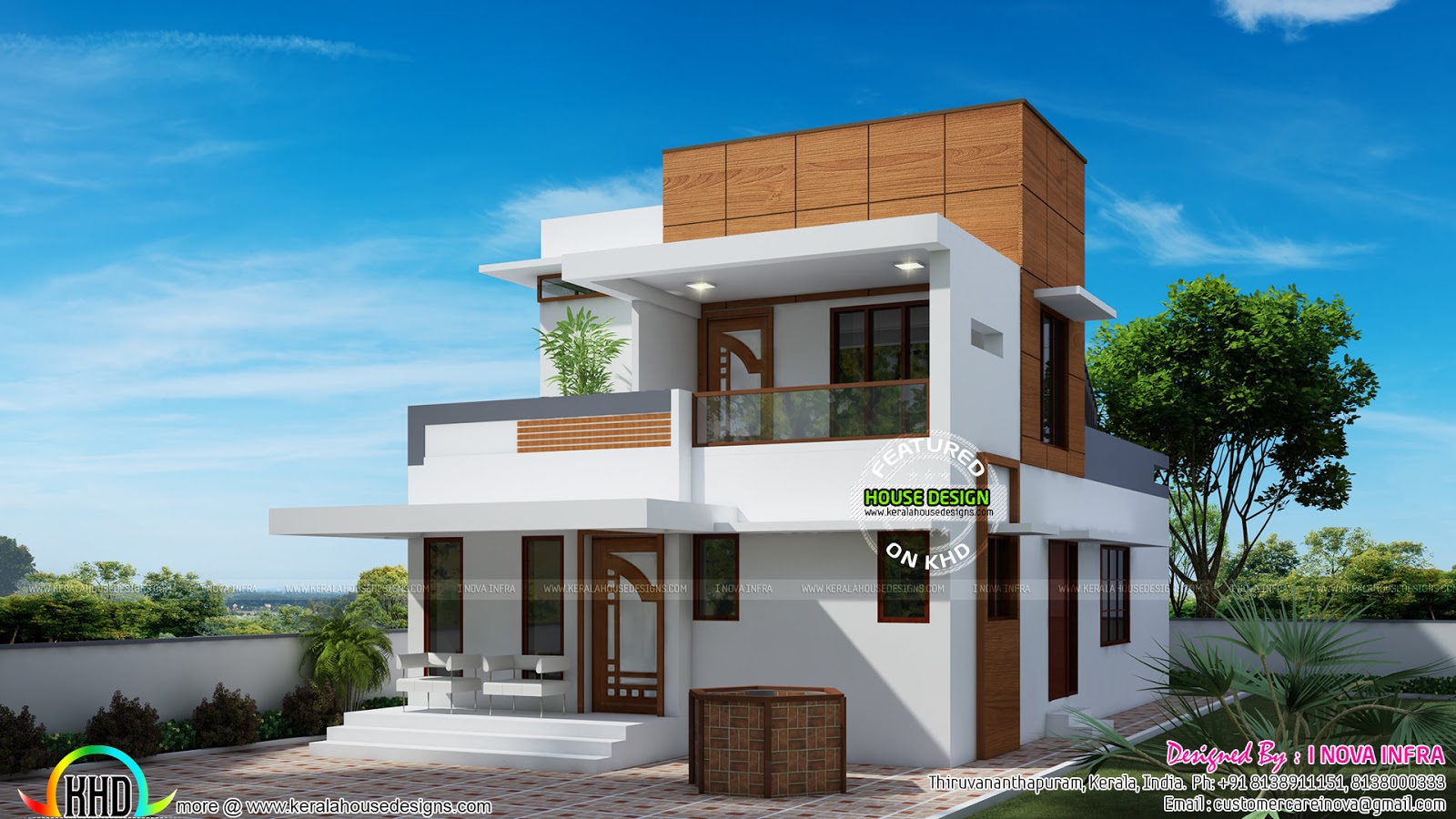 Small double floor modern  house  plan  Kerala home  design 