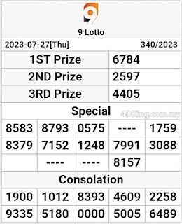 4dking.live 9 lotto results 28 July 2023