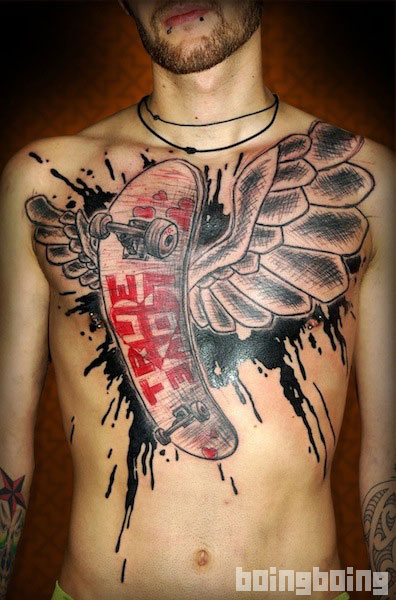 Tribal Tattoo Across the Ribs. Tribal style black tattoo across the ribs.