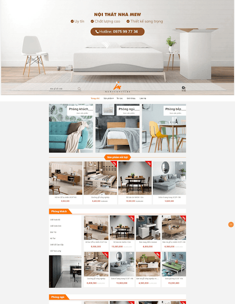 Template bán hàng nội thất Mew Furniture
