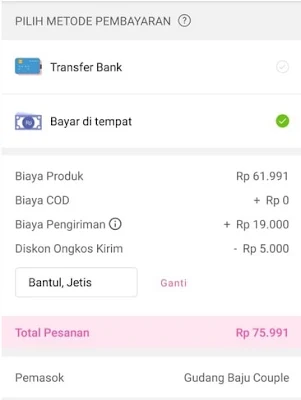 Opsi Pembayaran Di tempat