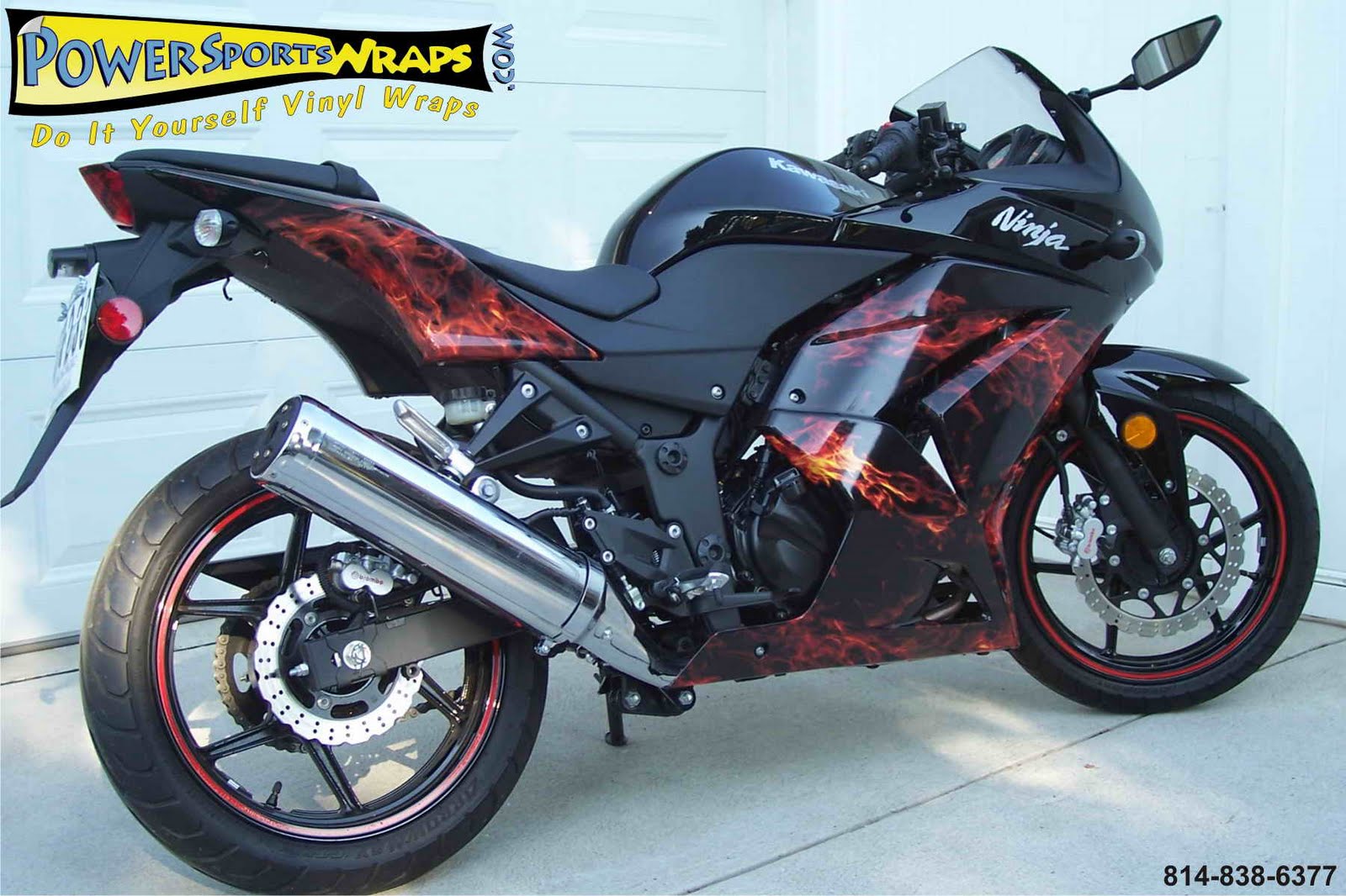 Kawasaki Ninja 250 Custom With Flame Stickers  Motorcycle 