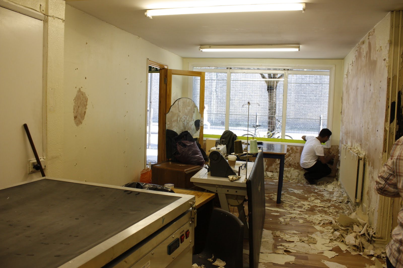 End of day two: stripping off three layers of woodchip wallpaper is hard 