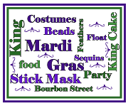 Mardi Gras Word Art ~ Barely enough time to make a card before Fat Tuesday ~ .