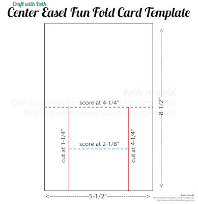 center easel fun fold card template graphic; Birthday Piggies, birthday, center easel card, fun fold, card, Fitting Florets DSP