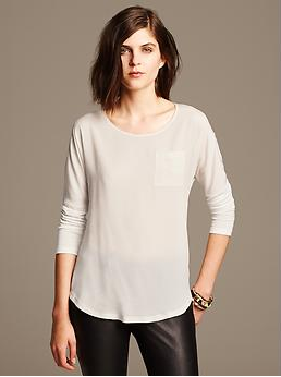 banana republic mixed media drop shoulder top