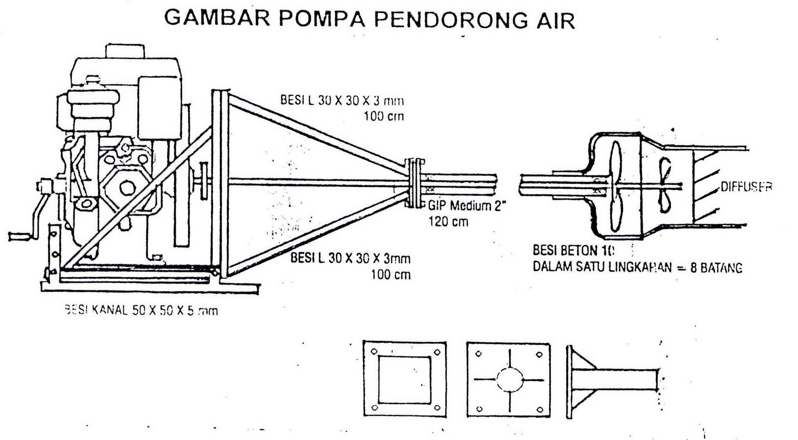 Pompa Air Tekan Berbaling Baling Mesin Bor Portable